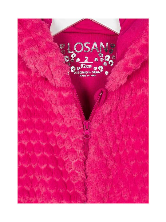 Kinderjacke Kurz mit Kapuze Fuchsie