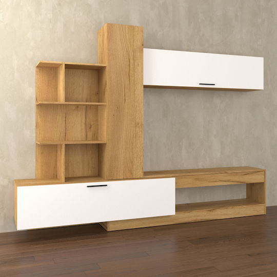 Wohnzimmer TV-Einheit Omela Golden Oak / White L260xB42xH193cm