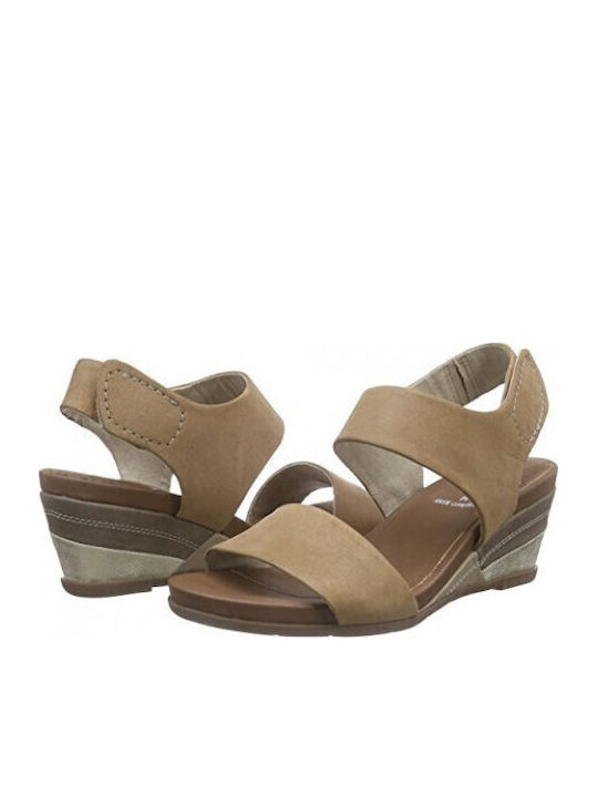 Anatomic Women's Leather Ankle Strap Platforms Beige