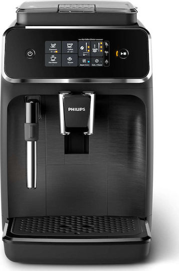 Philips Series 2200 Αυτόματη Μηχανή Espresso 1500W Πίεσης 15bar με Μύλο Άλεσης Μαύρη EP2220/10