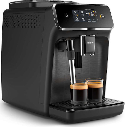 Philips Series 2200 Αυτόματη Μηχανή Espresso 1500W Πίεσης 15bar με Μύλο Άλεσης Μαύρη EP2220/10