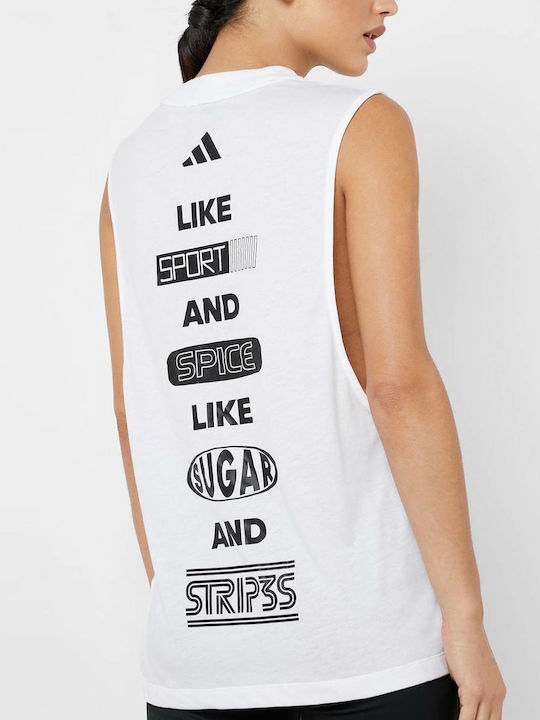 Adidas Athletics Pack Graphic Muscle Tee Women's Athletic Cotton Blouse Sleeveless White