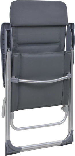 vidaXL Chair Beach Aluminium Gray 58x69x111cm Set of 2pcs