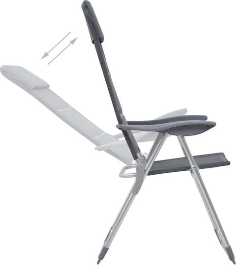 vidaXL Chair Beach Aluminium Gray 58x69x111cm Set of 2pcs