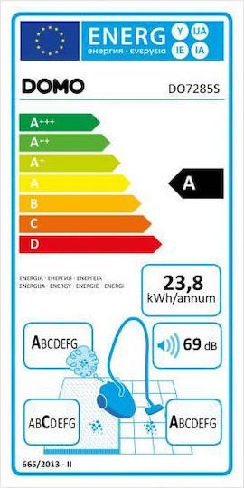 Domo DO7285S Ηλεκτρική Σκούπα 700W με Σακούλα 3lt Μαύρη