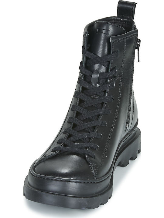 Brutus Leather Women's Ankle Boots with Medium Heel Black
