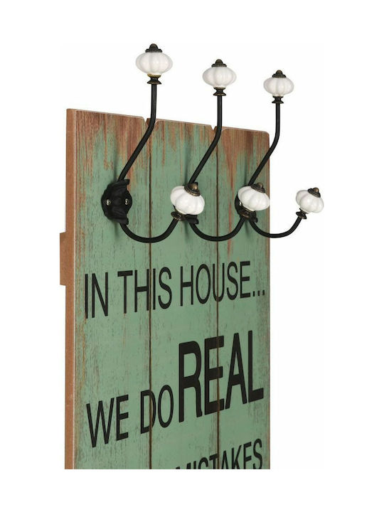 vidaXL Vintage Wall Hanger Happy Love Wooden 12 Hooks Green 40x120cm