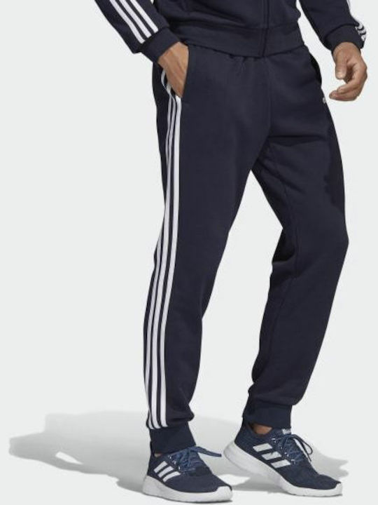 Adidas Essentials 3-Stripes Tapered Cuffed Men's Fleece Sweatpants with Rubber Legend Ink