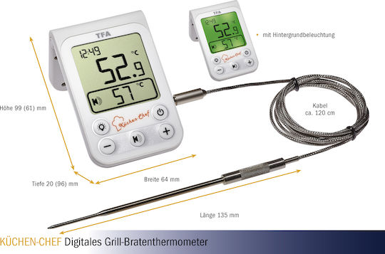 TFA Kitchen Chef Electronical Cooking Thermometer with Probe -20°C / +300°C