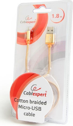 Cablexpert Braided USB 2.0 to Micro USB Cable Gold 1.8m CCB-MUSB2B-AMBM-6-G 1 Piece