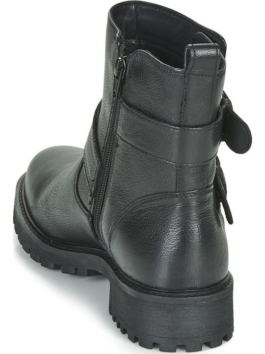 D Hoara Ghete dama de piele Biker Boots Negru
