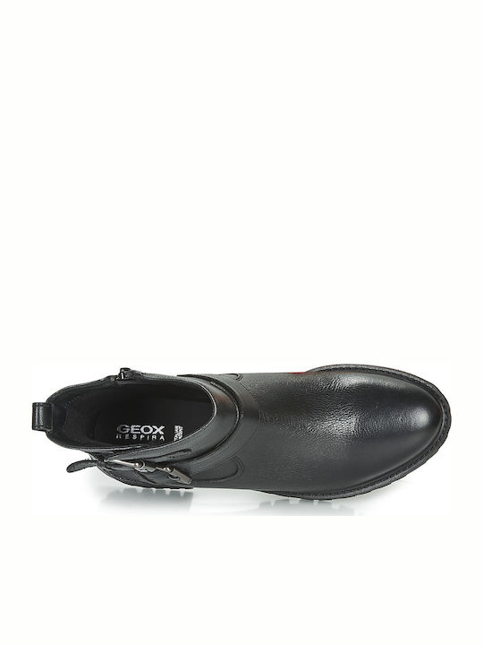 D Hoara Ghete dama de piele Biker Boots Negru