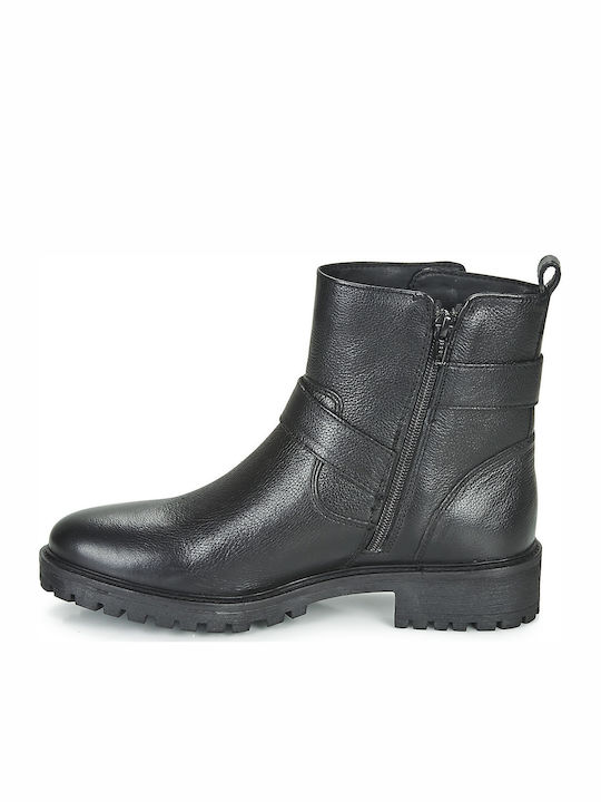 D Hoara Ghete dama de piele Biker Boots Negru