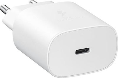 Samsung Φορτιστής με Θύρα USB-C και Καλώδιο USB-C 25W Λευκός (EP-TA800X Bulk)