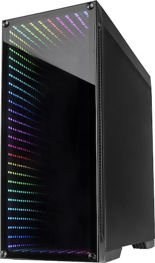Inter-Tech X-908 Infini2 Gaming Midi Tower Κουτί Υπολογιστή με Πλαϊνό Παράθυρο και RGB Φωτισμό Μαύρο