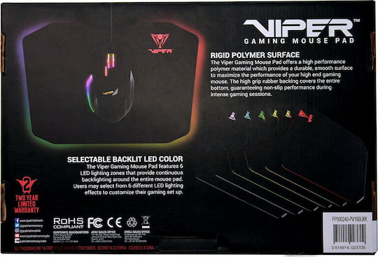 Patriot Viper RGB Gaming Mouse Pad Medium (353mm) με RGB Φωτισμό Μαύρο ARBPATPOD0001