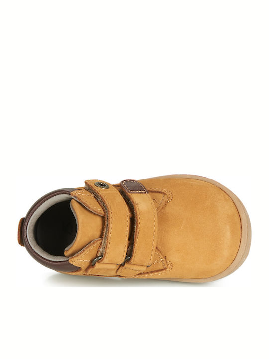 Tackeasy Anatomisch Lederne Kinderstiefeletten mit Klettverschluss Gelb