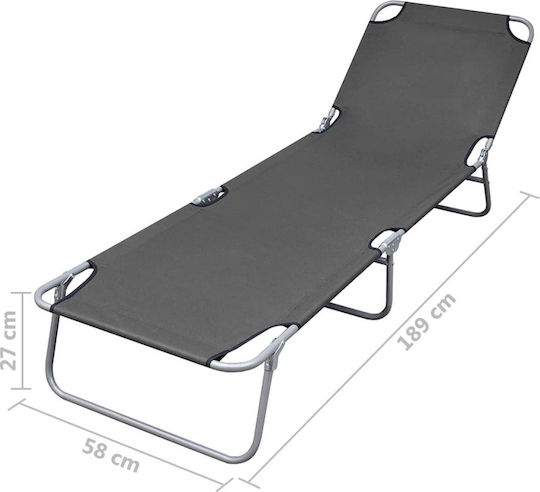 vidaXL Strandliegen Gray Faltbar 189x58x27cm. 1Stück