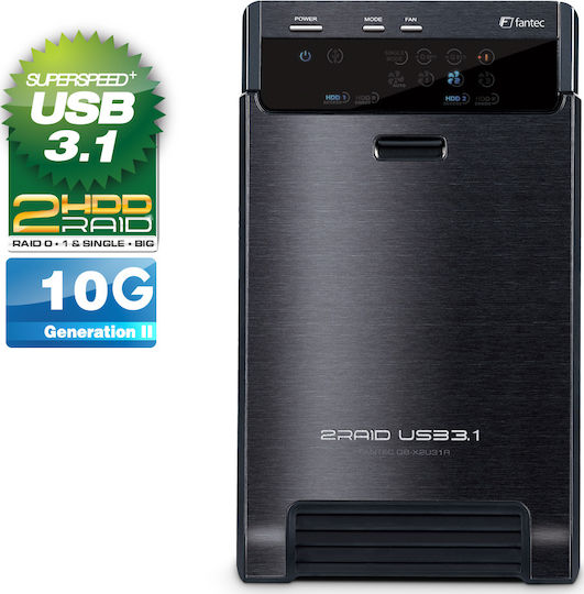 Fantec QB-X2U31R Case for 2 Hard Drives 3.5" SATA III with Connection USB 3.1 Type-C