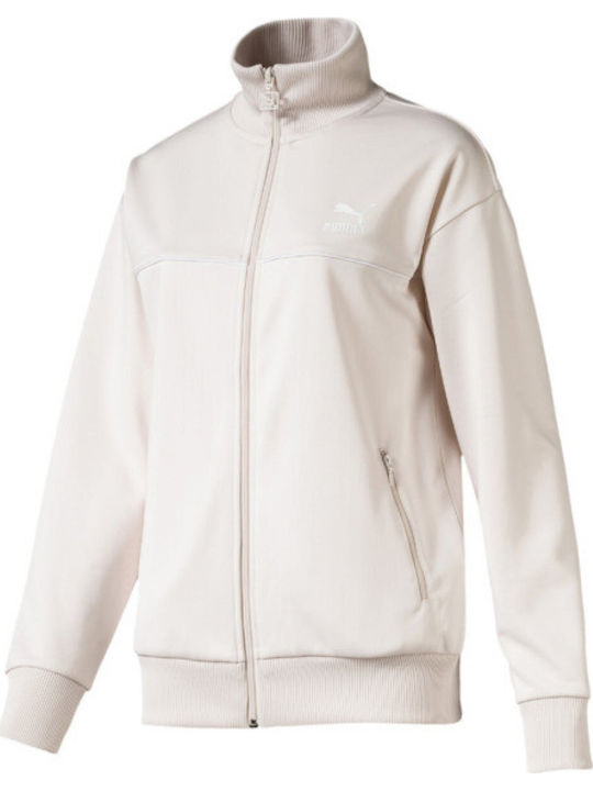 Classics Poly Track Women's Short Sports Jacket for Winter with Hood White