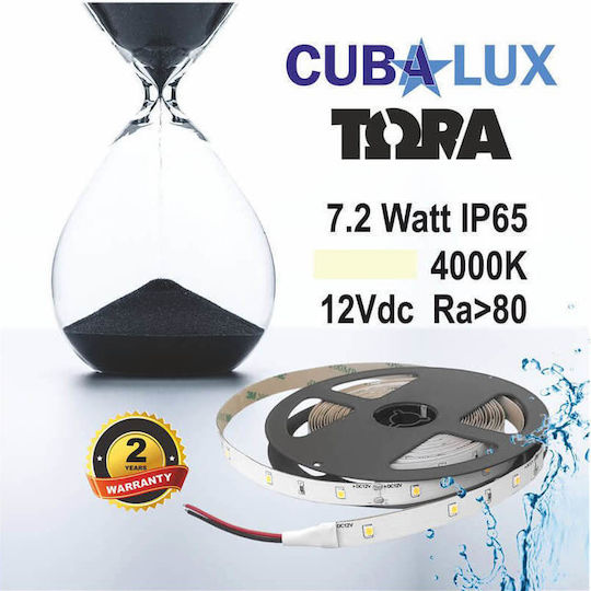 Cubalux Waterproof LED Strip 12V Natural White Light 5m Type SMD2835