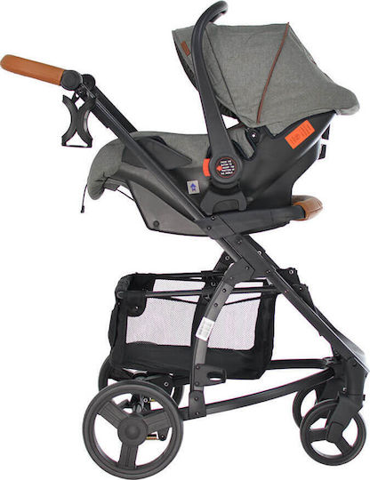 Bebe Stars Malibu Reglabil 3 în 1 Cărucior pentru copii Potrivit pentru Nou-născut Gri 9.5kg