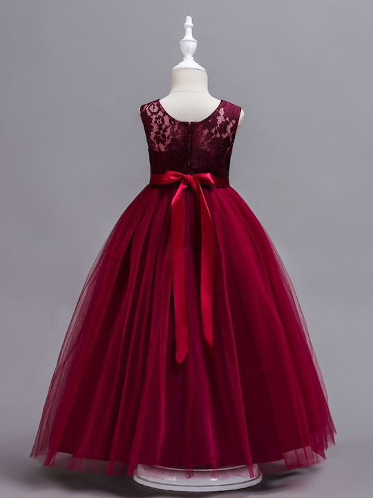 Children's Dress Sleeveless Tulle Burgundy