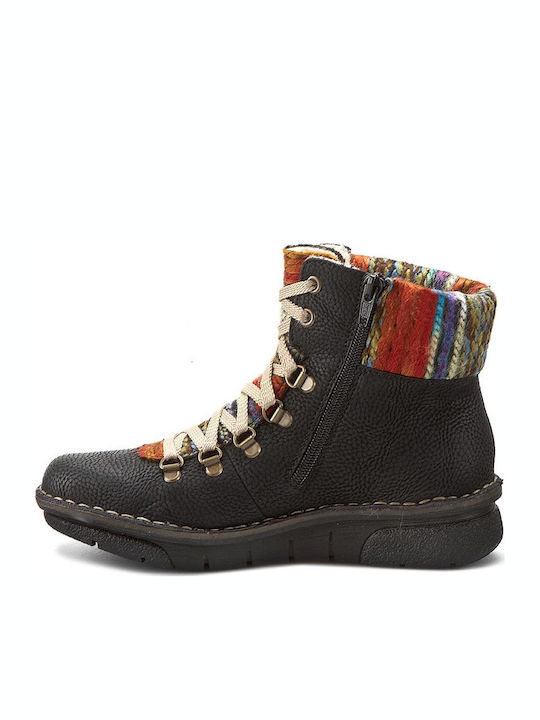 Leder Stiefeletten Damen Schwarz