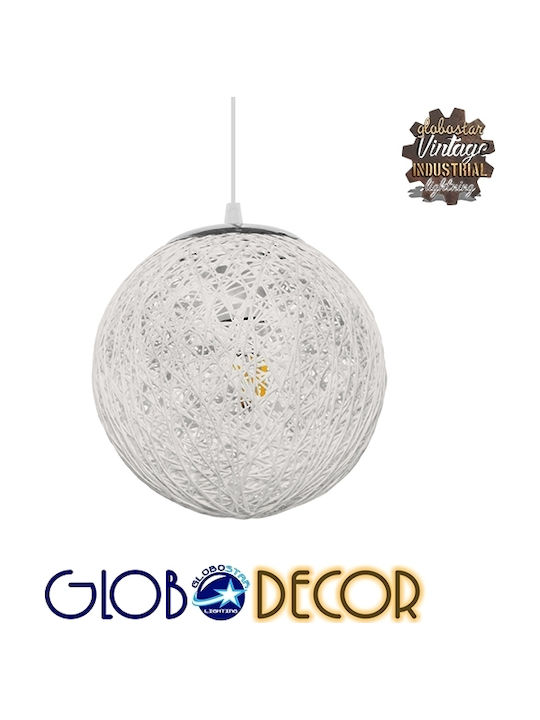 GloboStar Rattan Pendant Light White with Socket E27 22x22x20cm