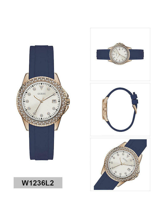 Guess Spritz Watch with Navy Blue Rubber Strap
