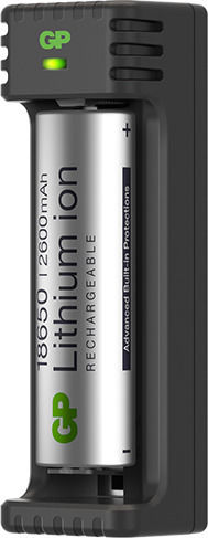 GP Batteries L111 USB Φορτιστής Μπαταριών Li-ion Μεγέθους 18650/26650/14500 Σετ με 1x 18650 2600mAh