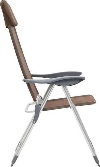 vidaXL Folding Camping Chairs Καρέκλα Παραλίας Αλουμινίου Καφέ Σετ 4τμχ