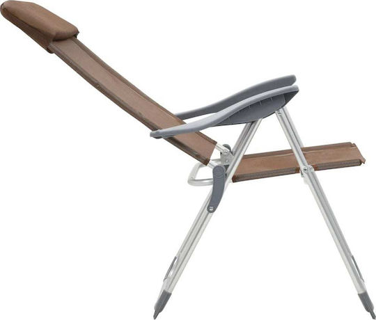 vidaXL Folding Camping Chairs Καρέκλα Παραλίας Αλουμινίου Καφέ Σετ 4τμχ