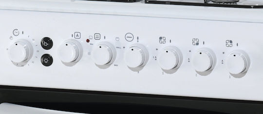 Din Gas 60-SGF31F Κουζίνα Υγραερίου & Ρεύματος 57lt με Εστίες Υγραερίου & Ρεύματος Π60εκ. Λευκή