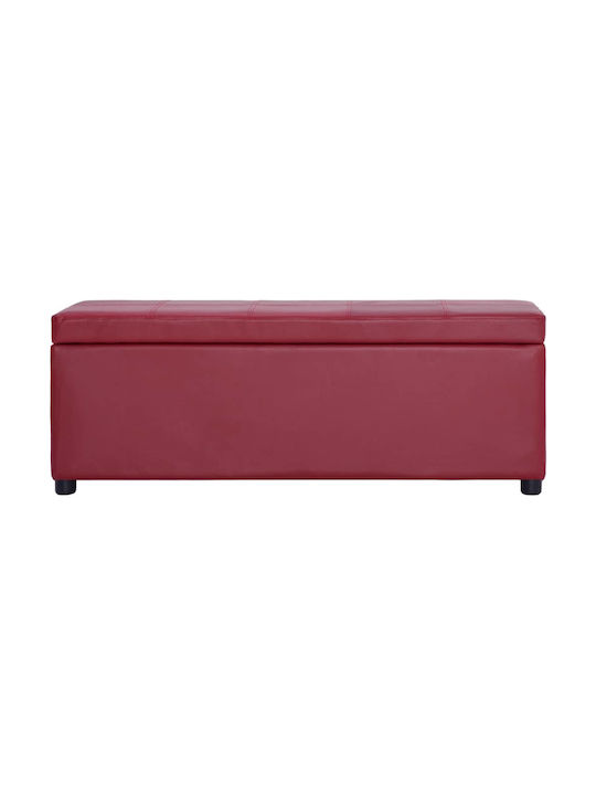 Stool Bench Stool With Storage Space Upholstered with Leatherette Burgundy 116x38x43cm