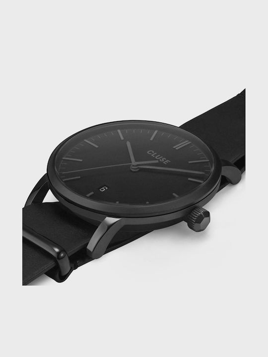 Cluse Aravis Nato Men's Watch 40mm Battery with Black Leather Strap