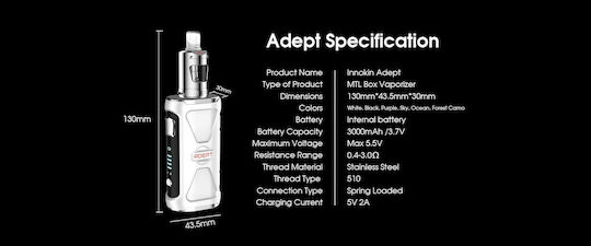 Innokin Adept Zlide Kit Box Mod 2ml Cu Baterie Încorporată 3000mAh Cer Albastru