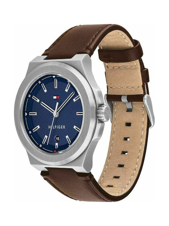 Tommy Hilfiger Princeton Watch Battery with Brown Leather Strap