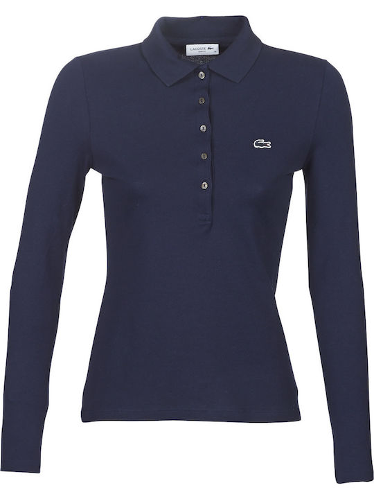 Women's Athletic Polo Blouse Long Sleeve Blue