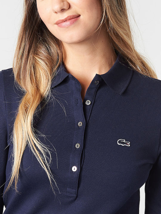 Women's Athletic Polo Blouse Long Sleeve Blue