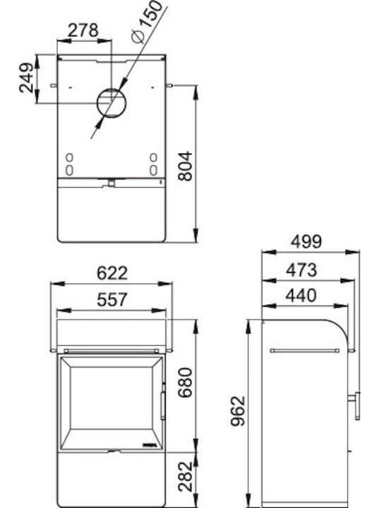 Boreal E6000 Șemineu cu inserție Lemn 9.5kW Drept cu o ușă care se deschide Boreal E6000 Șemineu cu inserție Lemn 9.5kW Drept cu o ușă care se deschide
