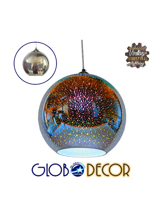 GloboStar Earth Pendant Light Silver with Socket E27 30x26.5cm