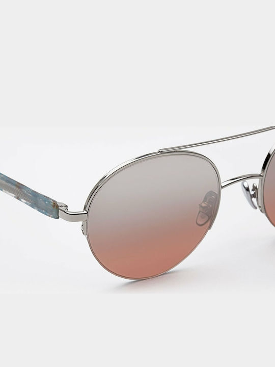 Retrosuperfuture Cooper Herren Sonnenbrille mit Silber Metall Gestell und Braun Verlaufsfarbe Spiegel Linse