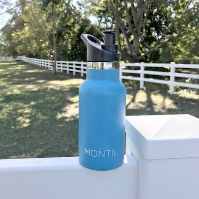 Montii Kids Stainless Steel Water Bottle Mini Drink Light Blue 350ml