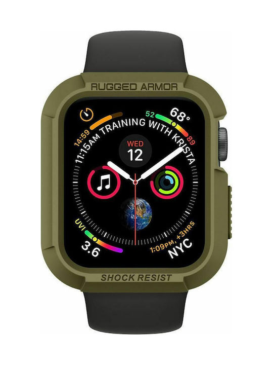 Spigen Rugged Armor Silicone Case in Khaki color for Apple Watch 44mm