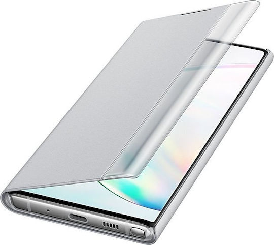 Samsung Clear View Cover Book Synthetic Leather / Plastic Silver (Galaxy Note 10)