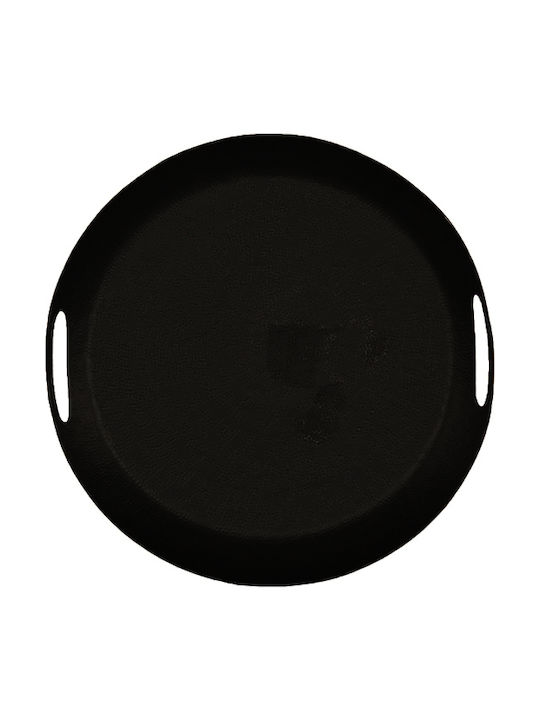 InTheBox Dahlia Metal Rotund Tavă de Servire cu Mânere în Culoare Negru 40x40x5.5cm 014962 1buc