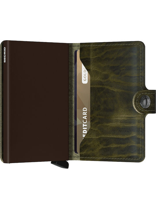 Miniwallet Dutch Martin Leather Men's Wallet Cards with RFID and Slide Mechanism Khaki
