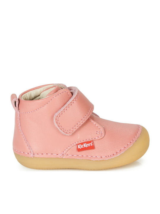 Sabio Anatomical Leather Kids Boots with Velcro Pink
