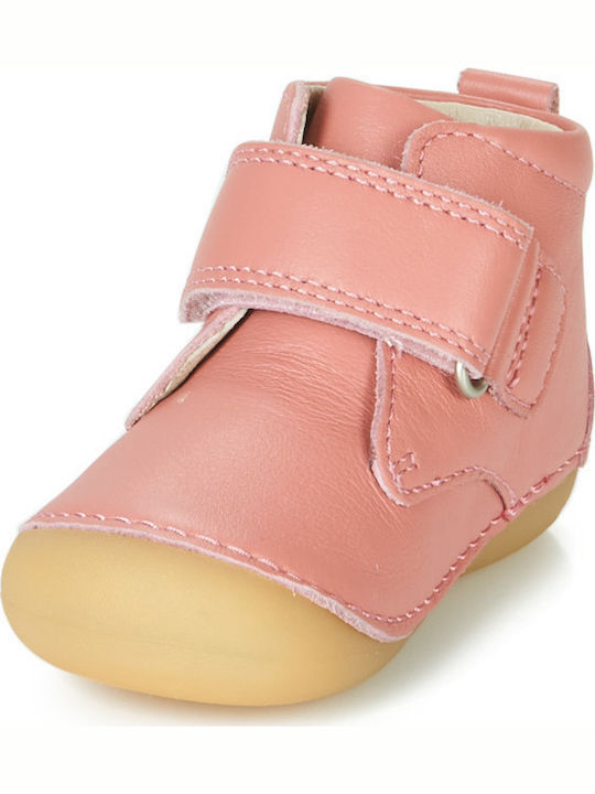 Sabio Anatomical Leather Kids Boots with Velcro Pink